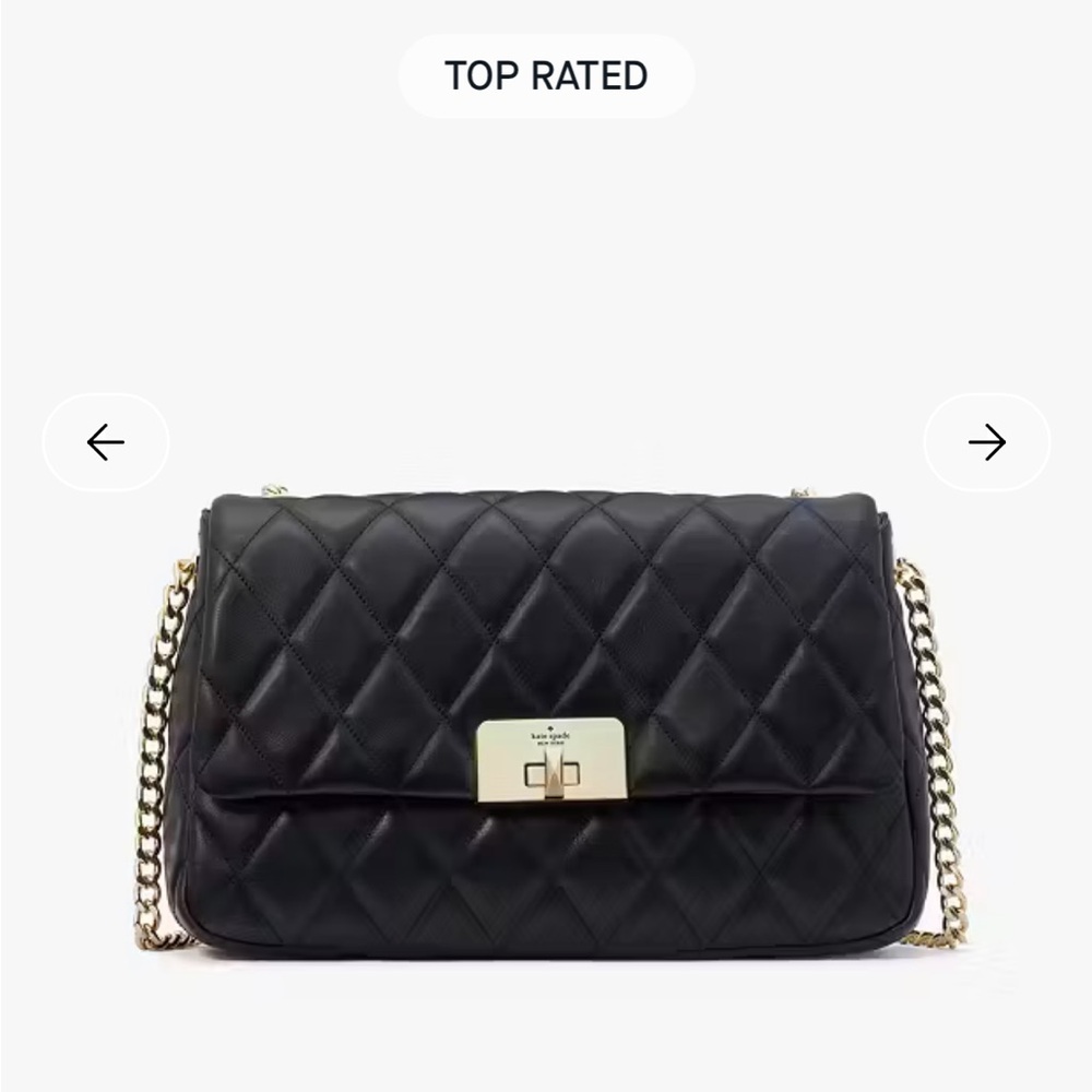 Kate Spade Quilted Black Shoulder Bag with Gold Chain